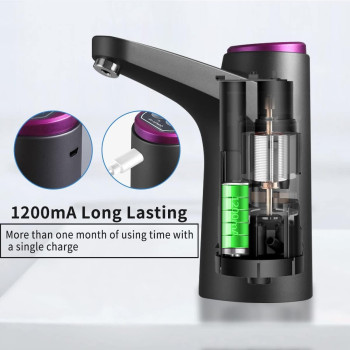 BIMVER Water Dispenser Pump for 5 Gallon Bottle, Upgraded Quantitative Drinking Water Pump Portable USB Charging Electric Bottle Pump Multipurpose Dispenser 2-5 Gallon Jugs