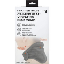 Calming Heat Neck Wrap by Sharper Image Personal Electric Neck Heating Pad with Vibrations, 3 Heat & 3 Vibration Settings- 9 Relaxing Combinations