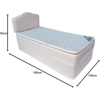 Deep Sleep Devan Bed With Headboard With Spring Pillow Top Mattress 150X190 cm