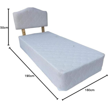 Deep Sleep Devan Bed with Headboard with Spring Pillow Top Mattress 160X190 cm