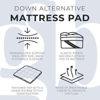 Deep Sleep Down-Alternative Mattress Topper Pad - Fiber White Soft Fluffy (King Size - W180 x L200 cm)