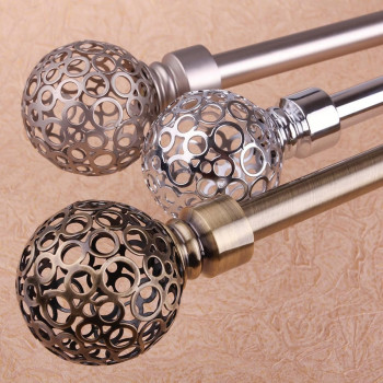 Curtain Rod Single Curtain Drape Set/Scarlet Curtain Pipe Set 1.5 M Length/Single Layer Curtain Hanging/Ball Decor Crown Fits - NC-36999-P2