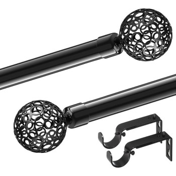 Curtain Rod Single Curtain Drape Set/Scarlet Curtain Pipe Set 1.5 M Length/Single Layer Curtain Hanging/Ball Decor Crown Fits - NC-36999-P3