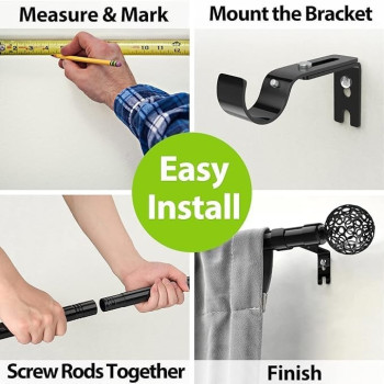 Curtain Rod Single Curtain Drape Set/Scarlet Curtain Pipe Set 1.5 M Length/Single Layer Curtain Hanging/Ball Decor Crown Fits - NC-36999-P1