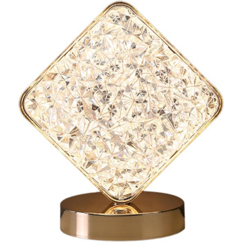 Decorative Table Lamp Creative Round Crystal Night Light USB Powered Acrylic Bedside Lamp for Kids Bedroom Nightstand Decor EL-21136-P