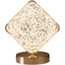 Decorative Table Lamp Creative Round Crystal Night Light USB Powered Acrylic Bedside Lamp for Kids Bedroom Nightstand Decor EL-21136-P