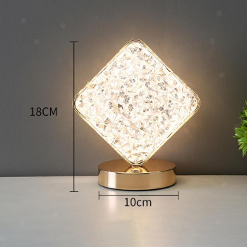 Decorative Table Lamp Creative Round Crystal Night Light USB Powered Acrylic Bedside Lamp for Kids Bedroom Nightstand Decor EL-21136-P