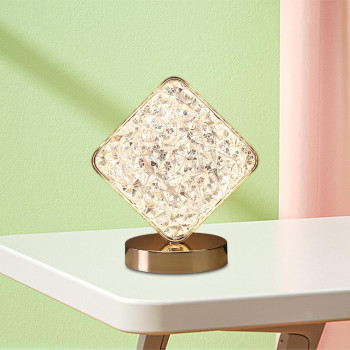 Decorative Table Lamp Creative Round Crystal Night Light USB Powered Acrylic Bedside Lamp for Kids Bedroom Nightstand Decor EL-21136-P