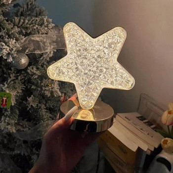 Decorative Table Lamp Creative Round Crystal Night Light USB Powered Acrylic Bedside Lamp for Kids Bedroom Nightstand Decor EL-21138-P