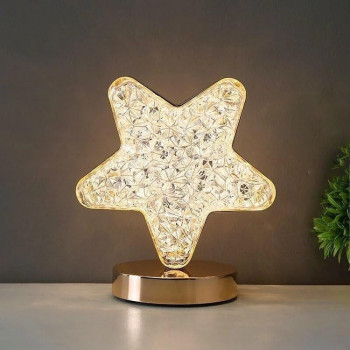 Decorative Table Lamp Creative Round Crystal Night Light USB Powered Acrylic Bedside Lamp for Kids Bedroom Nightstand Decor EL-21138-P