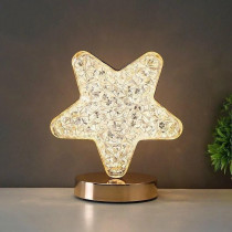 Decorative Table Lamp Creative Round Crystal Night Light USB Powered Acrylic Bedside Lamp for Kids Bedroom Nightstand Decor EL-21138-P