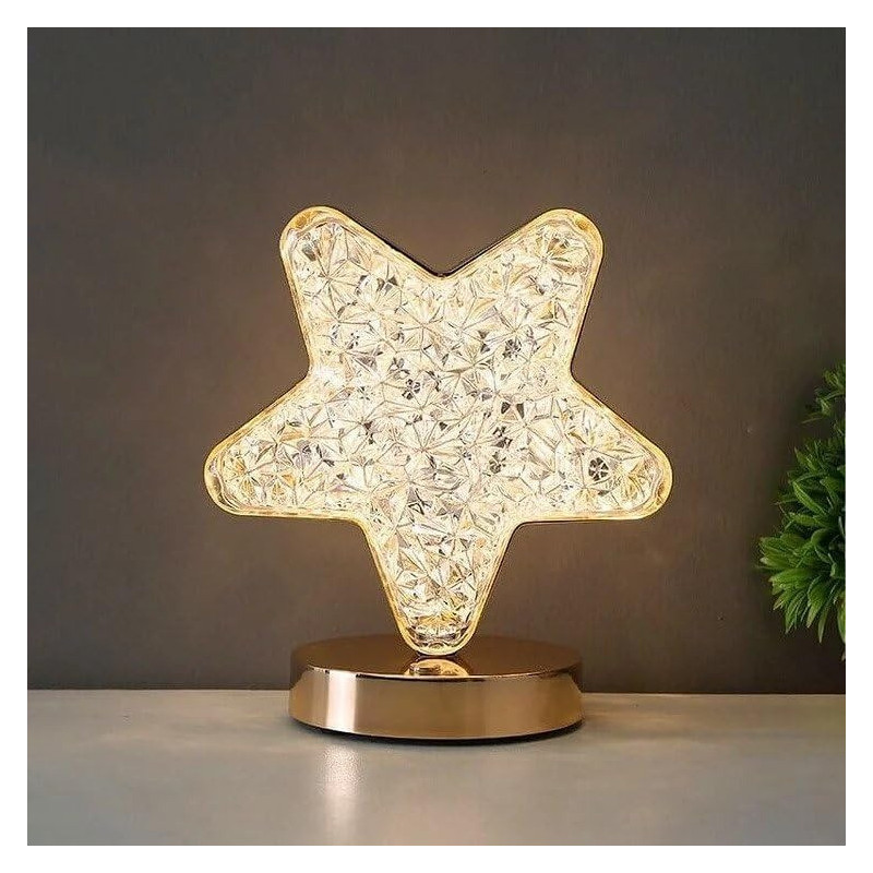 Decorative Table Lamp Creative Round Crystal Night Light USB Powered Acrylic Bedside Lamp for Kids Bedroom Nightstand Decor EL-21138-P