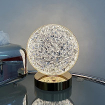 Decorative Table Lamp Creative Round Crystal Night Light USB Powered Acrylic Bedside Lamp for Kids Bedroom Nightstand Decor EL-21137-P