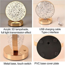 Decorative Table Lamp Creative Round Crystal Night Light USB Powered Acrylic Bedside Lamp for Kids Bedroom Nightstand Decor EL-21137-P