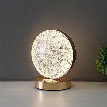 Decorative Table Lamp Creative Round Crystal Night Light USB Powered Acrylic Bedside Lamp for Kids Bedroom Nightstand Decor EL-21137-P