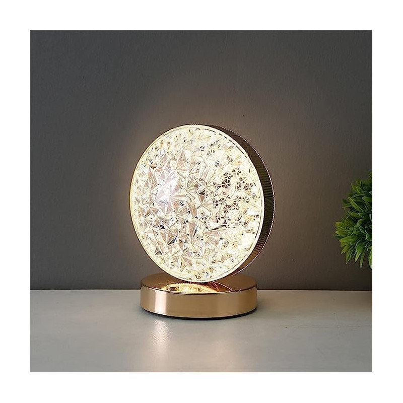 Decorative Table Lamp Creative Round Crystal Night Light USB Powered Acrylic Bedside Lamp for Kids Bedroom Nightstand Decor EL-21137-P