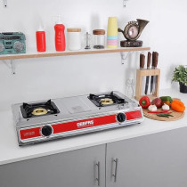 Deep Sleep 2 Burner Gas Cooker, Silver, Gas Range 2-Burner Stove Cooktop, Auto Ignition, Outdoor Grill, Camping Stoves, Compatible For Lpg Gas