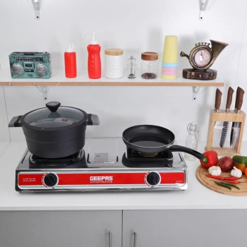 Deep Sleep 2 Burner Gas Cooker, Silver, Gas Range 2-Burner Stove Cooktop, Auto Ignition, Outdoor Grill, Camping Stoves, Compatible For Lpg Gas