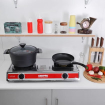 Deep Sleep 2 Burner Gas Cooker, Silver, Gas Range 2-Burner Stove Cooktop, Auto Ignition, Outdoor Grill, Camping Stoves, Compatible For Lpg Gas