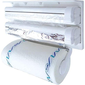 Deep Sleep 3 in 1 Foil Cling Film Aluminium Paper Roll Holder - Portable Triple Paper Dispenser for Cling Film Wrap Aluminium Foil(VI-RACK-05)