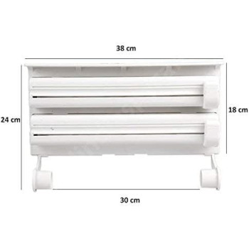 Deep Sleep 3 in 1 Foil Cling Film Aluminium Paper Roll Holder - Portable Triple Paper Dispenser for Cling Film Wrap Aluminium Foil(VI-RACK-05)