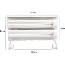 Deep Sleep 3 in 1 Foil Cling Film Aluminium Paper Roll Holder - Portable Triple Paper Dispenser for Cling Film Wrap Aluminium Foil(VI-RACK-05)