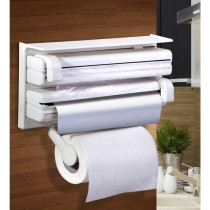 Deep Sleep 3 in 1 Foil Cling Film Aluminium Paper Roll Holder - Portable Triple Paper Dispenser for Cling Film Wrap Aluminium Foil(VI-RACK-05)