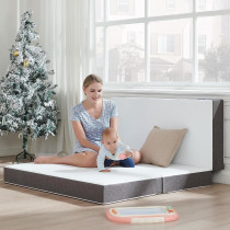Deep Sleep 4 Inch Tri Folding Mattress Twin Size with Storage Bag, Foldable Memory Foam Topper Portable Floor Guest Bed with Removable Bamboo Cover (Single - W 90 x L 180 cm)