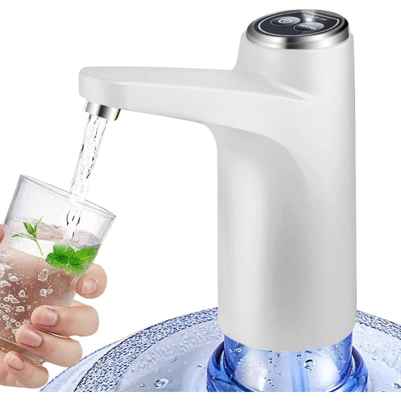 Deep Sleep 5 Gallon Water Bottle Pump - Water Bottle Dispenser for 5gl, USB Charging Automatic Drinking Water Pump, Portable Electric Water Dispenser EJ-31959 (White)