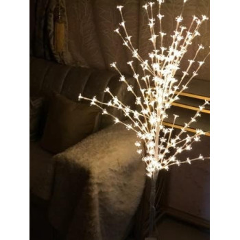Deep Sleep 5FT Birch Twig Tree With 120 Warm White LED Lights, Indoor Or Outdoor Use-White(EL-30778-7)