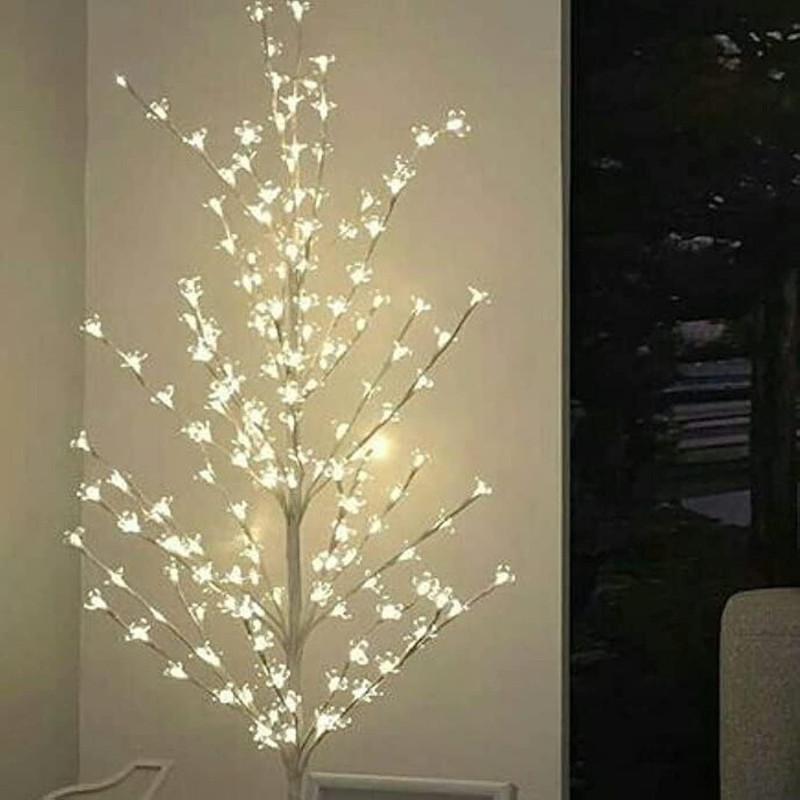 Deep Sleep 5FT Birch Twig Tree With 120 Warm White LED Lights, Indoor Or Outdoor Use-White(EL-30778-7)