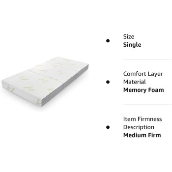 Deep Sleep 6 Inch Tri Folding Mattress Twin Size with Storage Bag, Foldable Memory Foam Topper Portable Floor Guest Bed with Removable Bamboo Cover (Double - W 120 x L 180 cm)