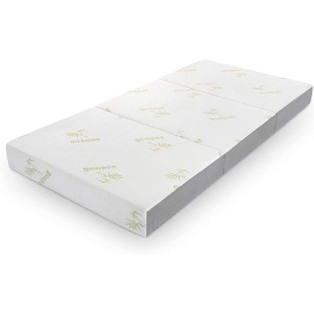 Deep Sleep 6 Inch Tri Folding Mattress Twin Size with Storage Bag, Foldable Memory Foam Topper Portable Floor Guest Bed with Removable Bamboo Cover (Double - W 120 x L 180 cm)