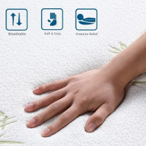 Deep Sleep 6 Inch Tri Folding Mattress Twin Size with Storage Bag, Foldable Memory Foam Topper Portable Floor Guest Bed with Removable Bamboo Cover (Single - W 90 x L 180 cm)