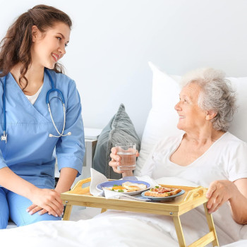 Deep Sleep Bamboo Foldable Breakfast Table, Laptop Desk, Bed Table, Serving Tray with Folding Legs & Handles Bamboo (Laptop Desk)