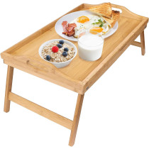 Deep Sleep Bamboo Foldable Breakfast Table, Laptop Desk, Bed Table, Serving Tray with Folding Legs & Handles Bamboo (Laptop Desk)