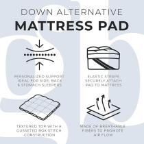 Deep Sleep Down-Alternative Mattress Topper Pad - Fiber White Soft Fluffy (Queen Size - W150 x L200 cm)