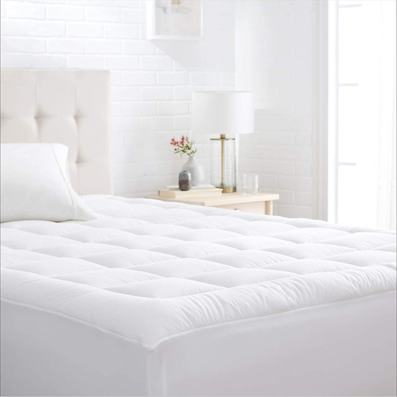 Deep Sleep Down-Alternative Mattress Topper Pad - Size - Fiber White Soft Fluffy (Super King Size - W 200 x L 200 cm)