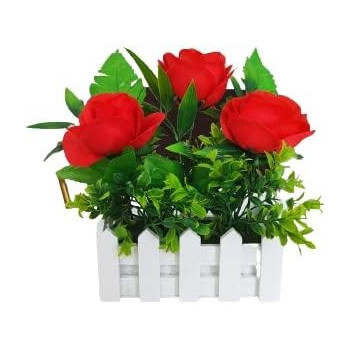 DEEP SLEEP EVERY NIGHT Artificial Flowers White Wooden Fence Artificial Flower Floral Holder Home Garden Decor