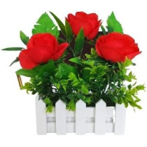 DEEP SLEEP EVERY NIGHT Artificial Flowers White Wooden Fence Artificial Flower Floral Holder Home Garden Decor