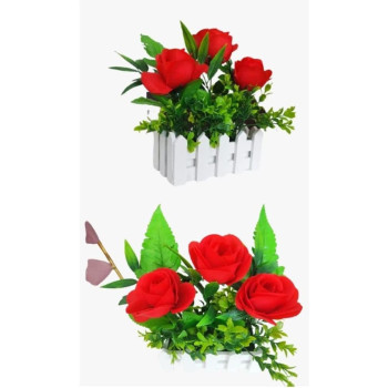 DEEP SLEEP EVERY NIGHT Artificial Flowers White Wooden Fence Artificial Flower Floral Holder Home Garden Decor