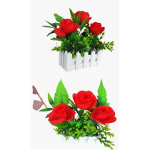 DEEP SLEEP EVERY NIGHT Artificial Flowers White Wooden Fence Artificial Flower Floral Holder Home Garden Decor