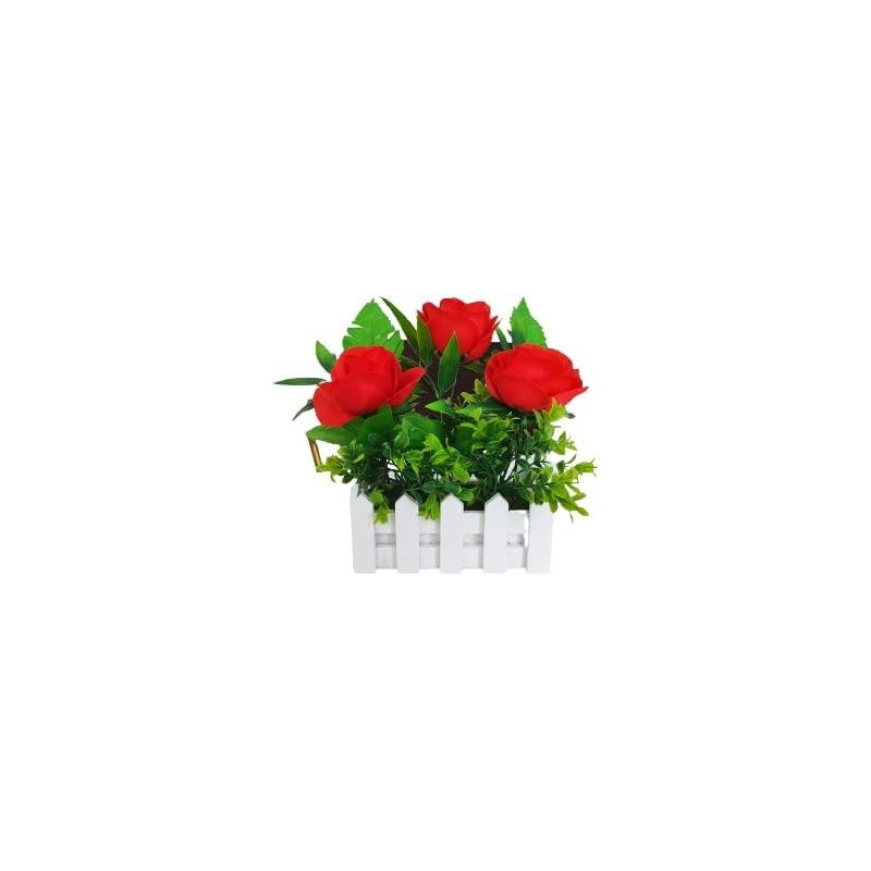 DEEP SLEEP EVERY NIGHT Artificial Flowers White Wooden Fence Artificial Flower Floral Holder Home Garden Decor