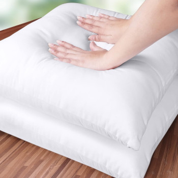 DEEP SLEEP EVERY NIGHT Bedding Cushion Inner Pads (Pack of 2, White) - Inserts 18 x (45 45 cm) Hollowfibre Fillers Polycotton Cover