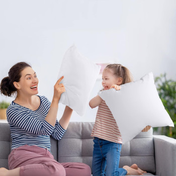 DEEP SLEEP EVERY NIGHT Bedding Cushion Inner Pads (Pack of 2, White) - Inserts 18 x (45 45 cm) Hollowfibre Fillers Polycotton Cover