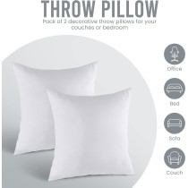 DEEP SLEEP EVERY NIGHT Bedding Cushion Inner Pads (Pack of 2, White) - Inserts 18 x (45 45 cm) Hollowfibre Fillers Polycotton Cover