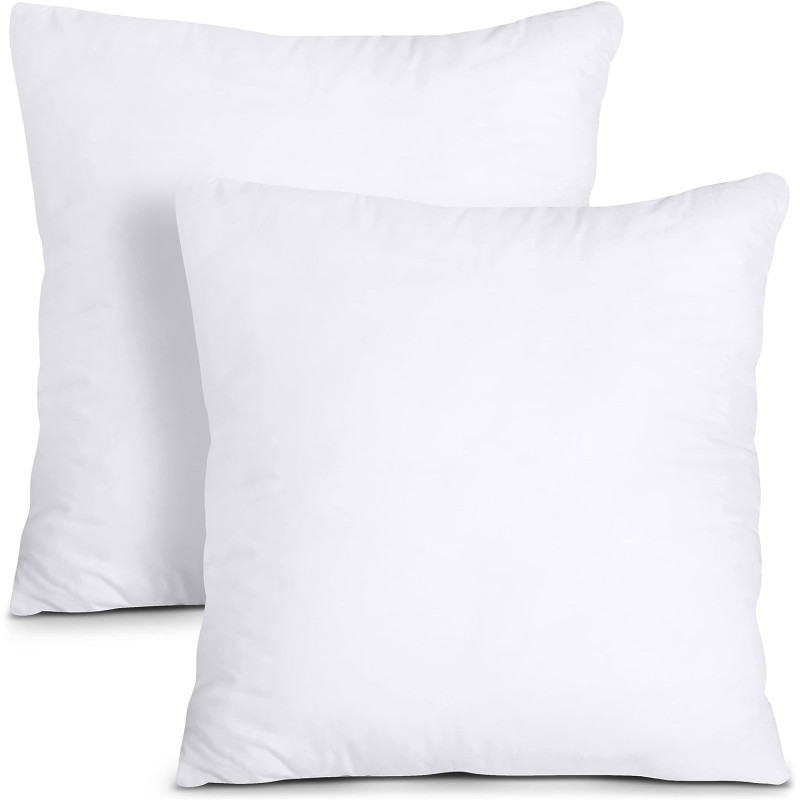 DEEP SLEEP EVERY NIGHT Bedding Cushion Inner Pads (Pack of 2, White) - Inserts 18 x (45 45 cm) Hollowfibre Fillers Polycotton Cover