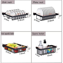 DEEP SLEEP EVERY NIGHT Dish Drying Rack Over Sink Display Stand Drainer Stainless Steel Kitchen Supplies Storage Shelf Utensils Holder (Black) (Shelf Utensils Holder)