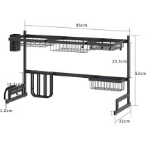 DEEP SLEEP EVERY NIGHT Dish Drying Rack Over Sink Display Stand Drainer Stainless Steel Kitchen Supplies Storage Shelf Utensils Holder (Black) (Shelf Utensils Holder)