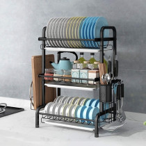 DEEP SLEEP EVERY NIGHT Dish Drying Rack,3 Tier Extra Large Carbon Steel Dish Rack and Drainboard Set for Kitchen Countertop,Easy Install Dish Drainer